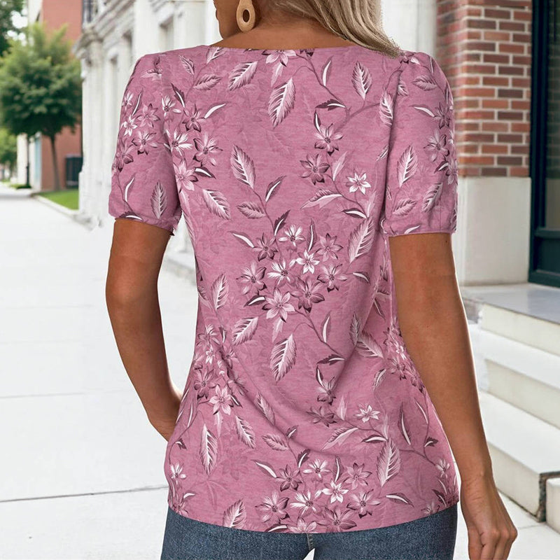 Vintage T-Shirt Med Blommigt Tryck
