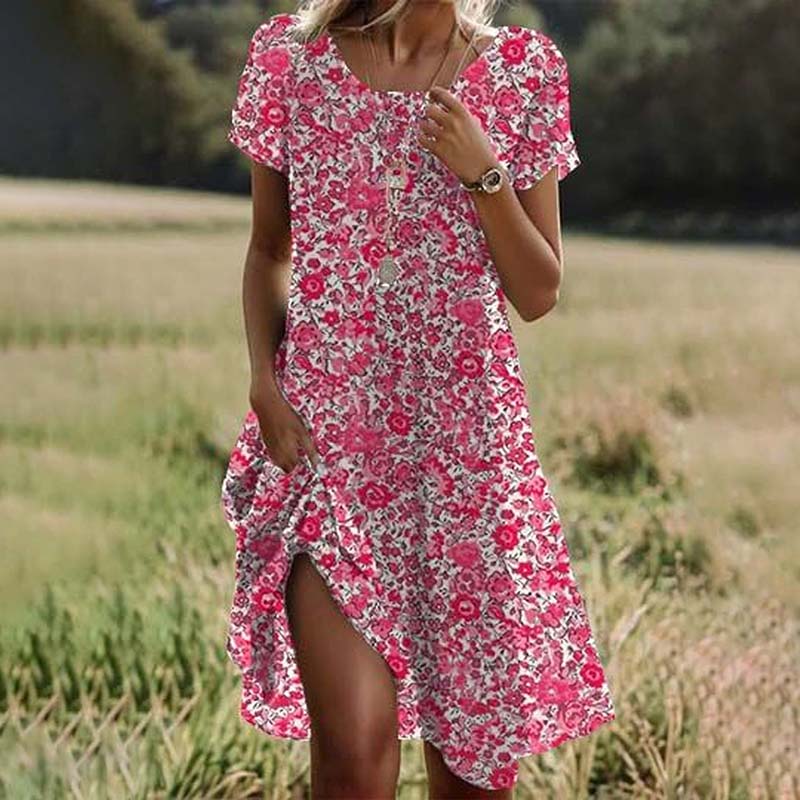 Vintage Klänning Med Blommönster