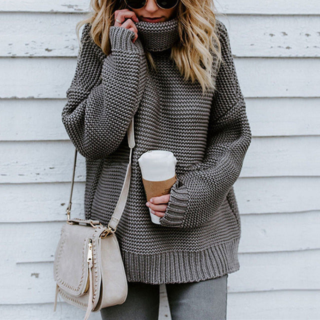 Enfärgad Turtleneck Tröja