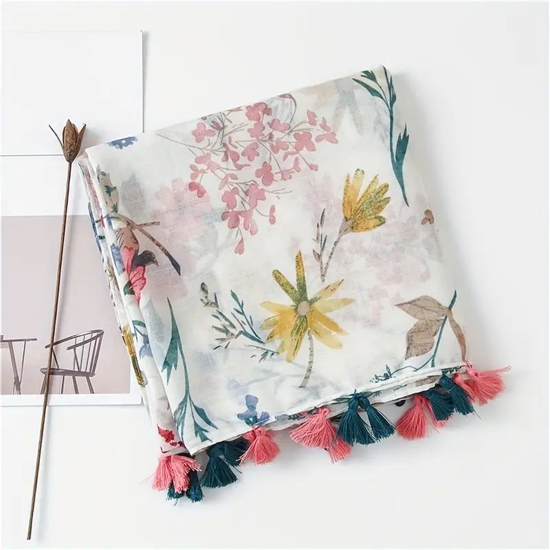 Vintage Halsduk Med Blommönster