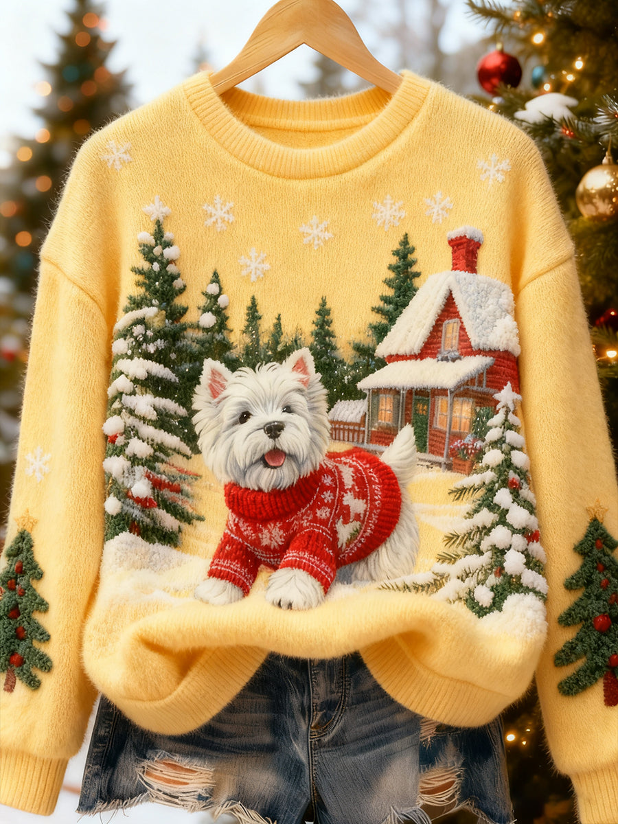 SnowyWestie™ Jultröja – Mjuk & Varm i 100% Bomull med Charmig Hunddesign