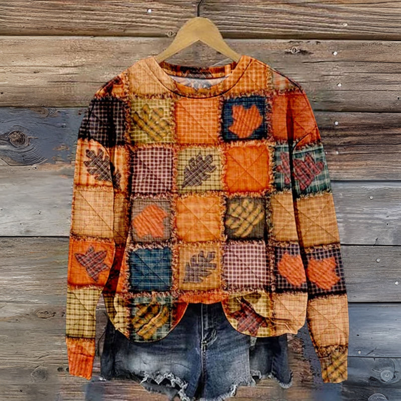 Tröja Med Vintage Lövtryck
