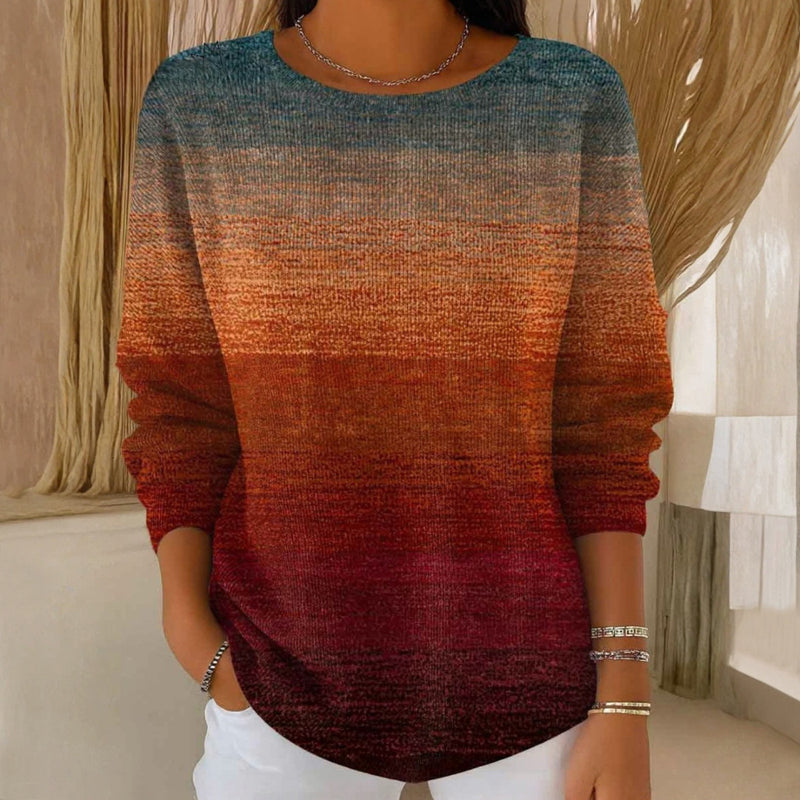【Långärmad】 T-Shirt Med Vintagegradient