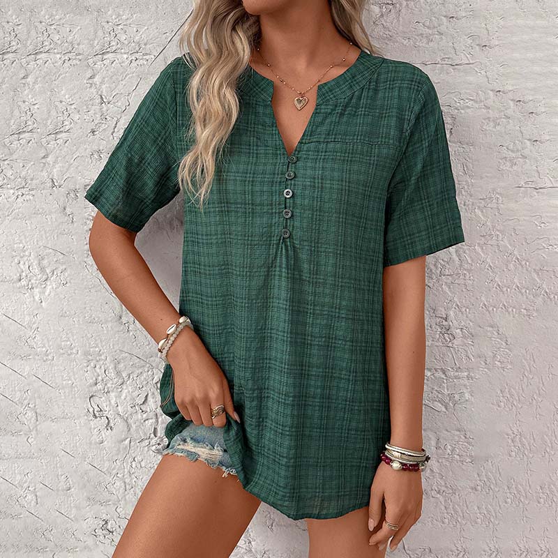 Vintage Rutig Blus
