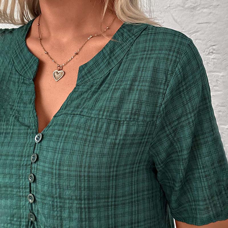 Vintage Rutig Blus