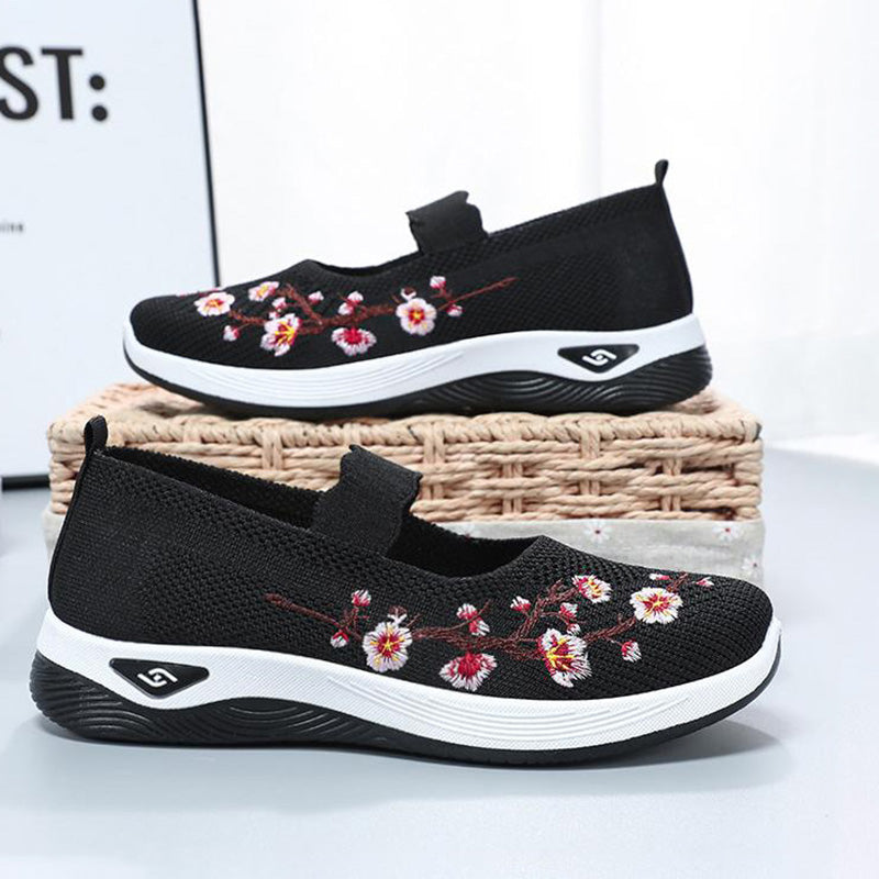 Blommiga Broderade Andningsbara Skor