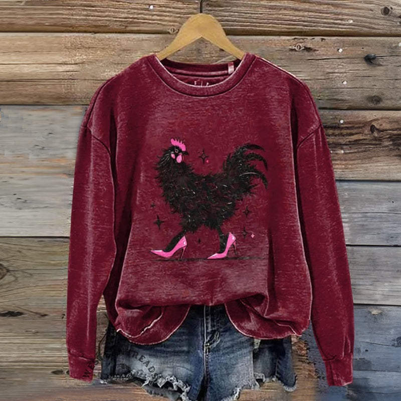Vintage Sweatshirt Med Djurtryck