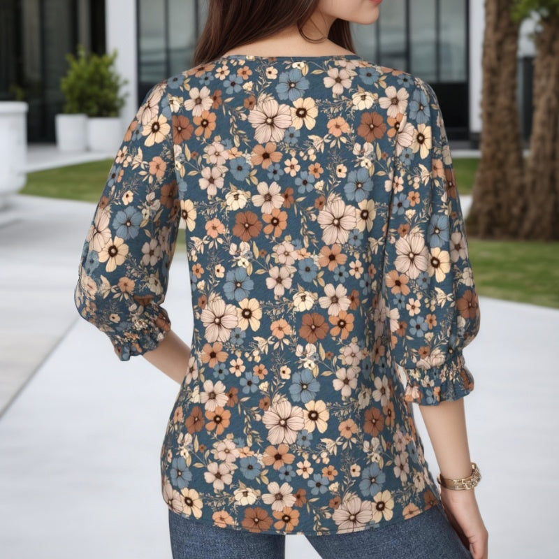 Vintageblus Med Blommönster