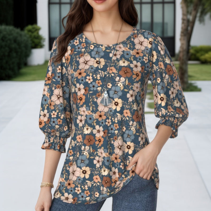 Vintageblus Med Blommönster