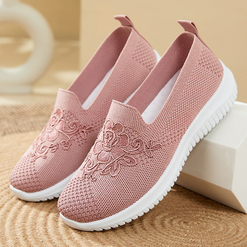 Blommiga Broderade Andningsbara Skor