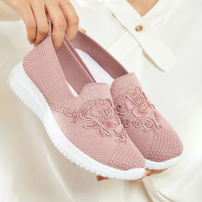 Blommiga Broderade Andningsbara Skor