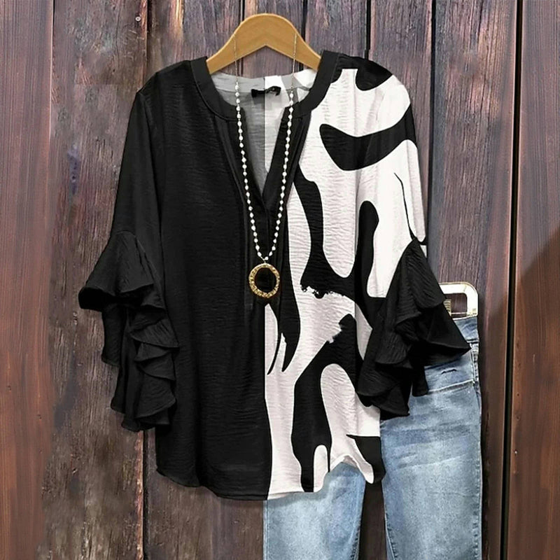Casual Färgblock Blus