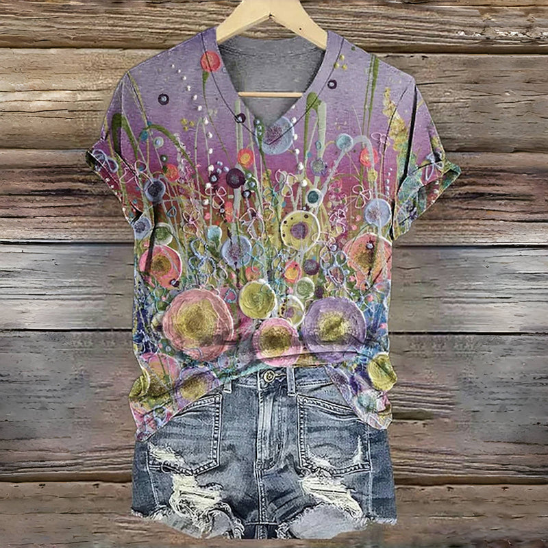 Färgglad Blommig T-Shirt
