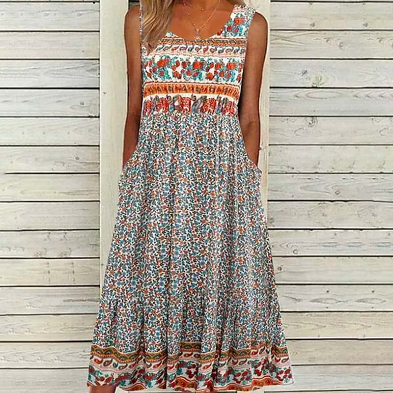 Vintage Klänning Med Blommönster