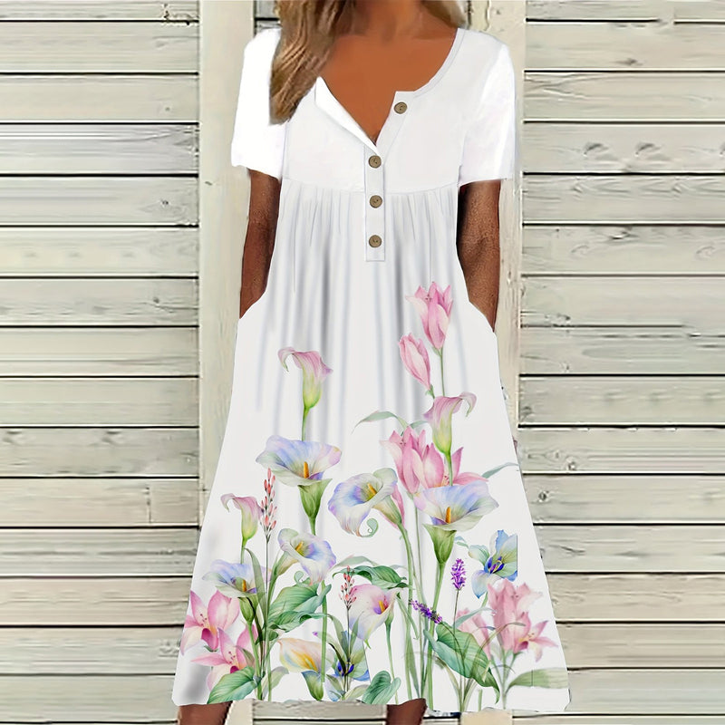 Vintage Klänning Med Blommönster