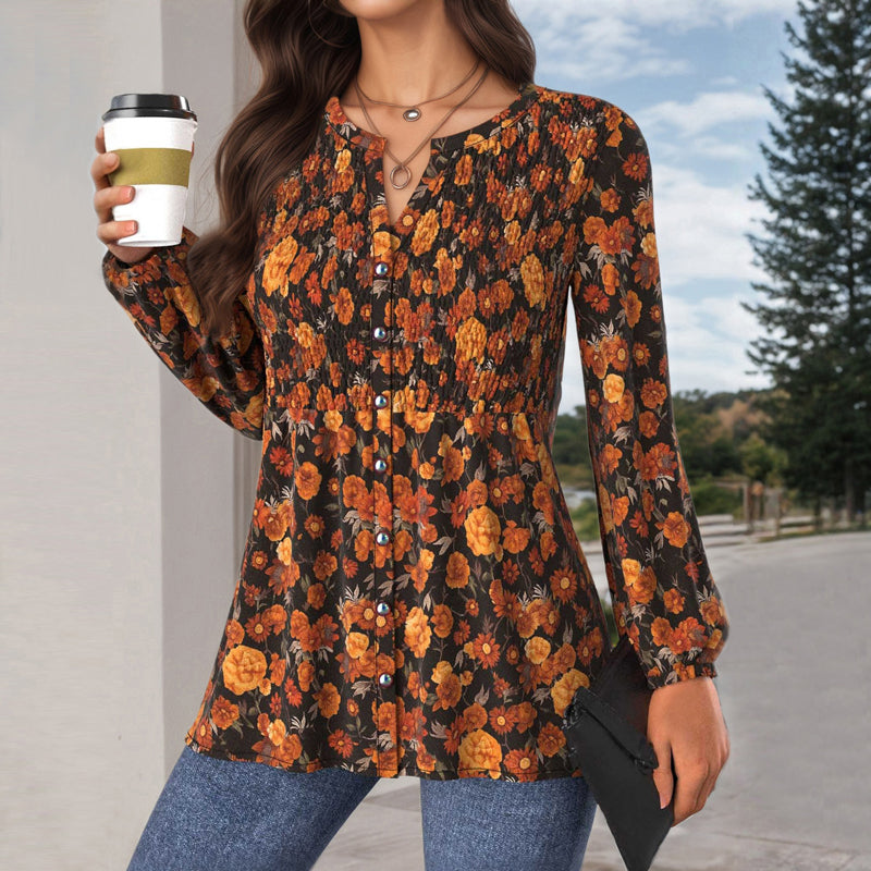 Vintageblus Med Blommönster