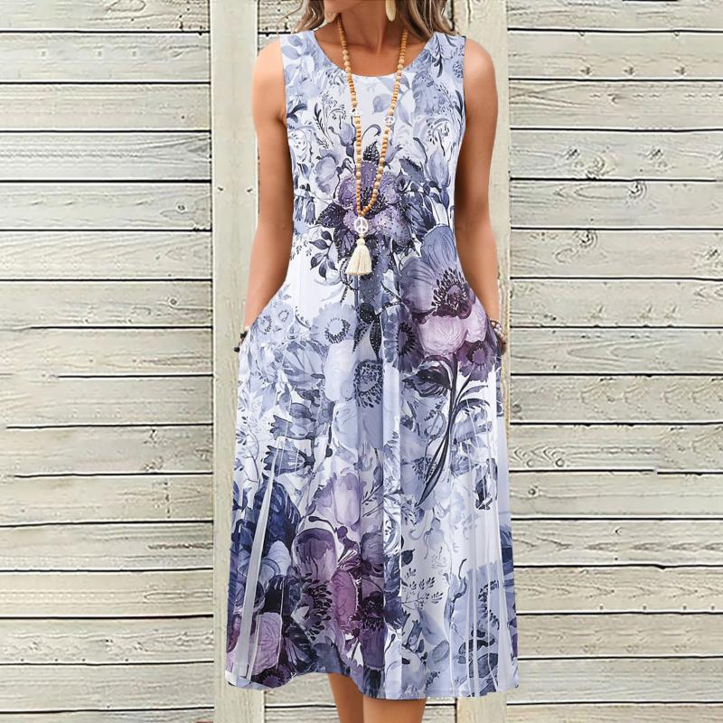Vintage Klänning Med Blommönster