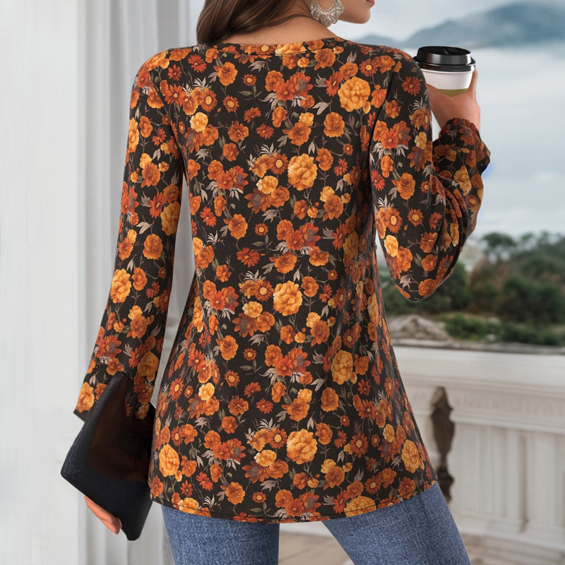 Vintageblus Med Blommönster