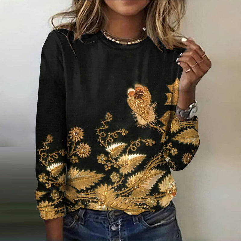 Vintage T-Shirt Med Blommigt Tryck