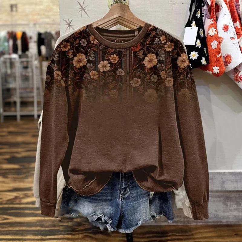 Vintage Sweatshirt Med Blommönster