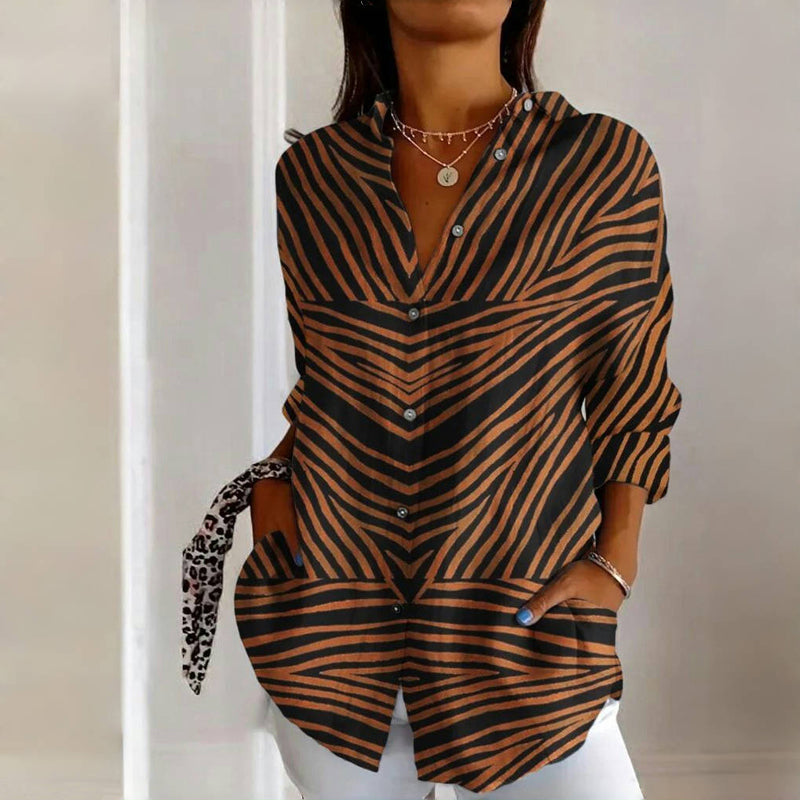 Vintage Randig Blus