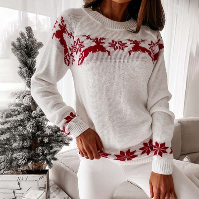 Casual Julstickad Tröja