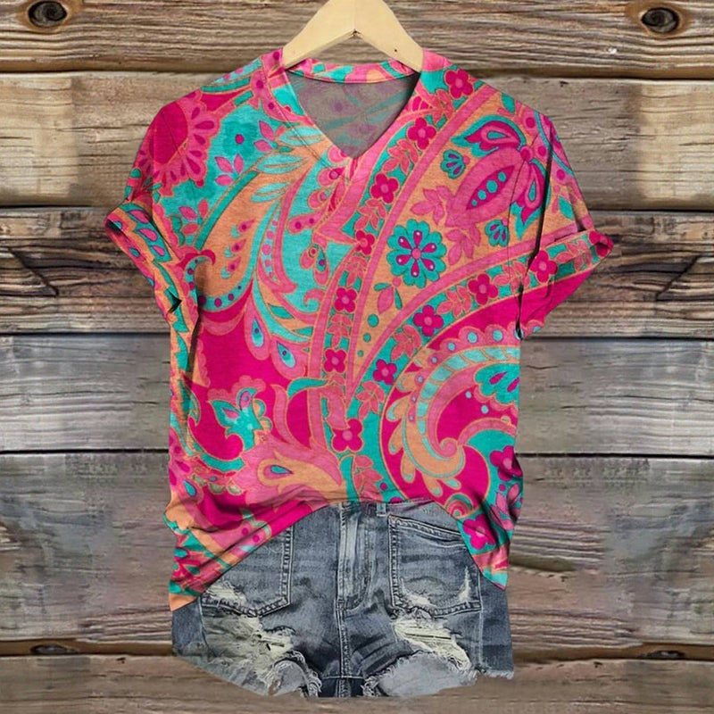 Vintage T-Shirt Med Blommigt Tryck