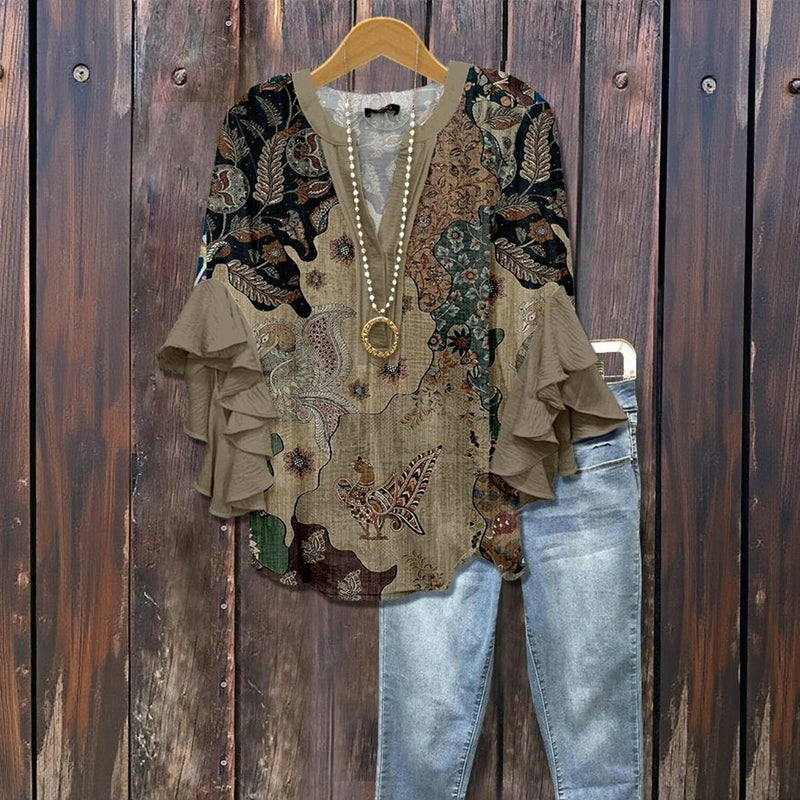 Vintage Avslappnad Blus