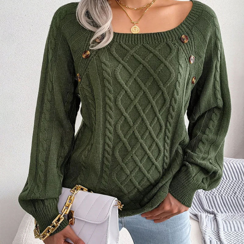 Casual Kabelstickad Tröja