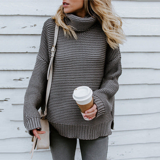 Enfärgad Turtleneck Tröja