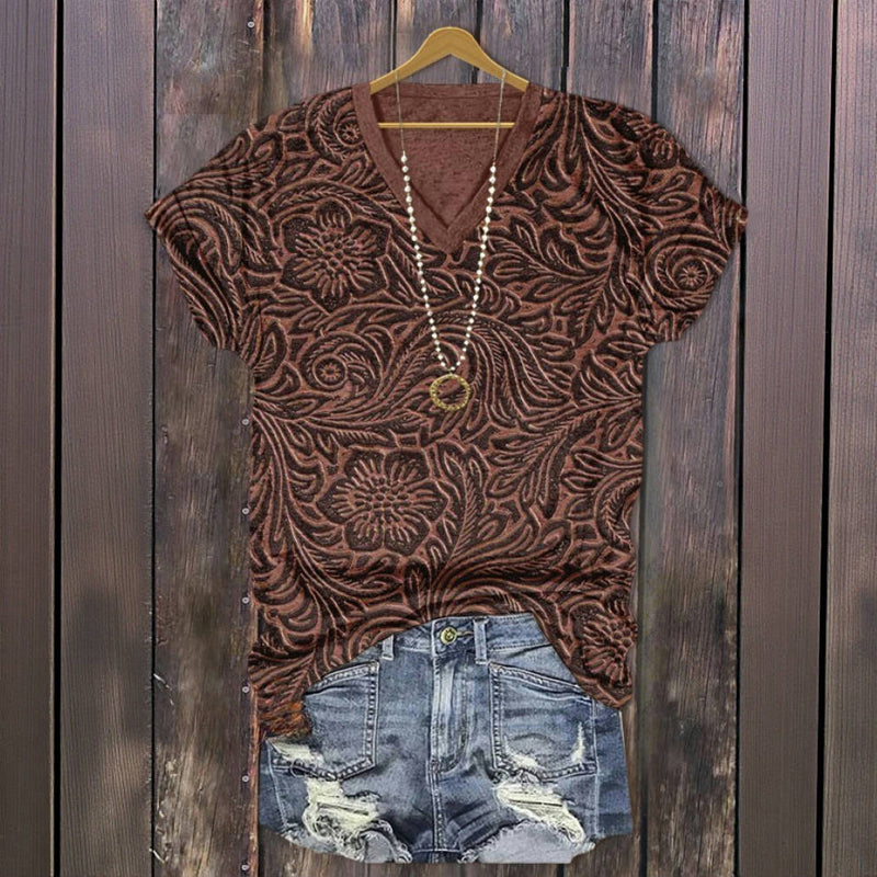 Vintage T-Shirt Med Blommigt Tryck