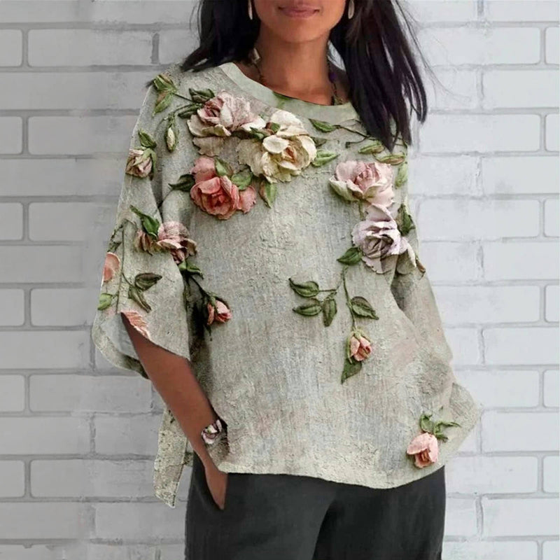 Vintageblus Med Blommönster
