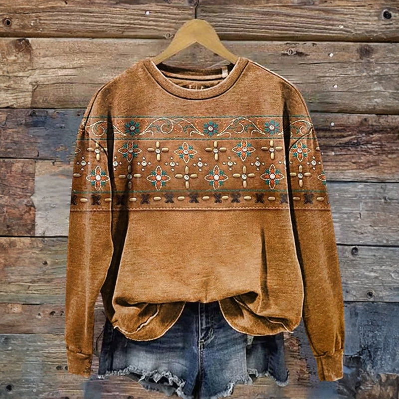 Vintage Sweatshirt Med Blommönster