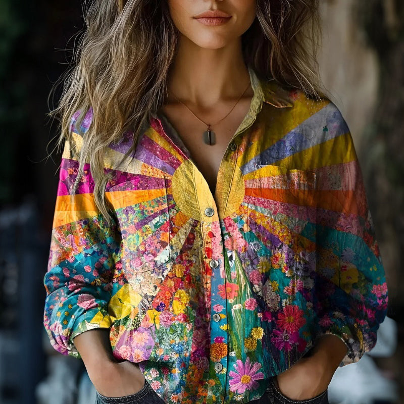 Vintageblus Med Blommönster