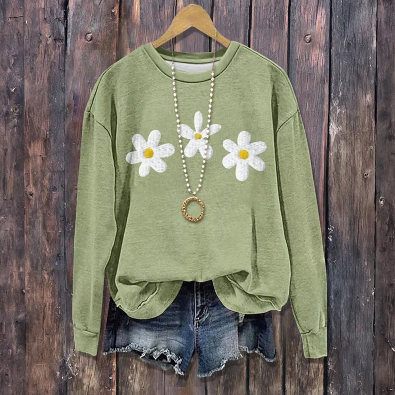 Vintage Sweatshirt Med Blommönster