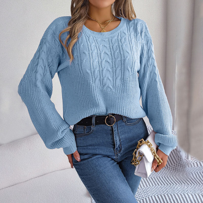 Casual Kabelstickad Tröja