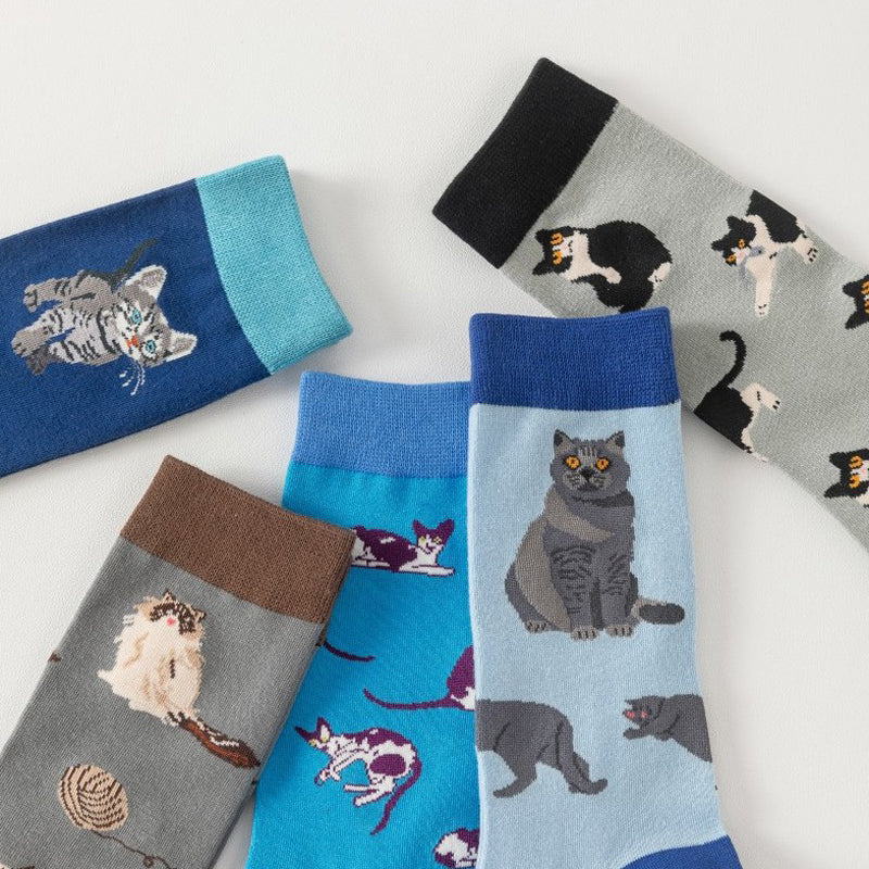 Vintage Strumpor Med Katttryck