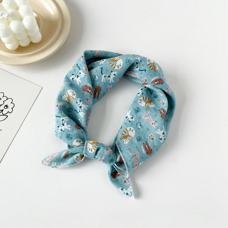 Casual Scarf Med Katttryck