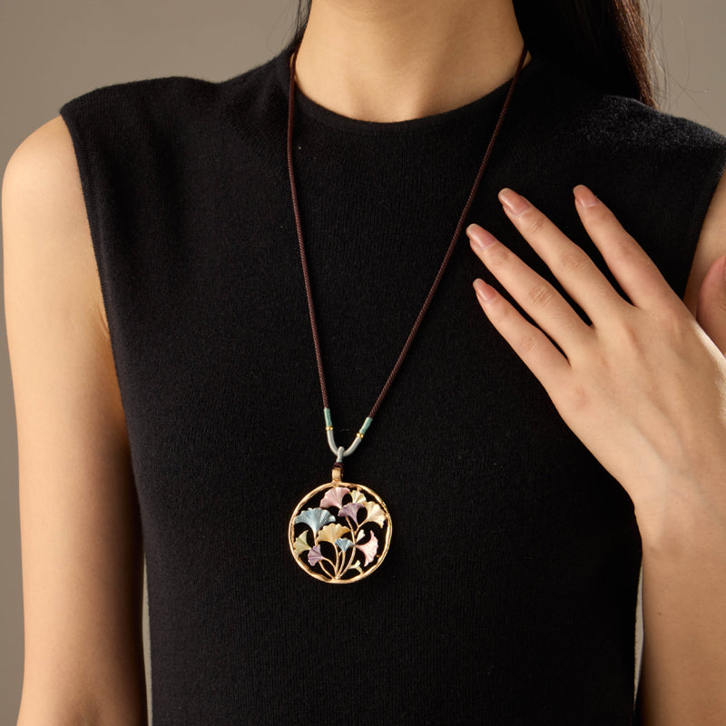 Vintage Blad Hänge Halsband
