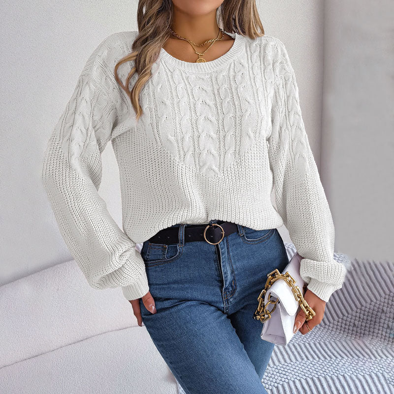 Casual Kabelstickad Tröja