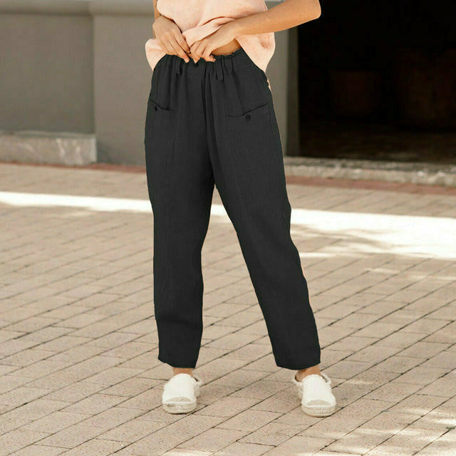 Casual Byxor Med Elastisk Midja