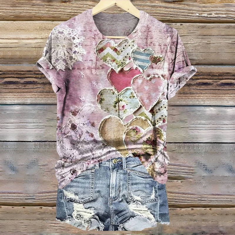 Hjärtat Tryck Casual T-Shirt