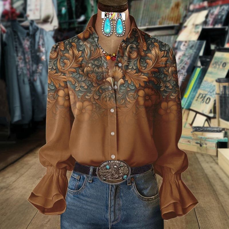 Vintageblus Med Blommönster