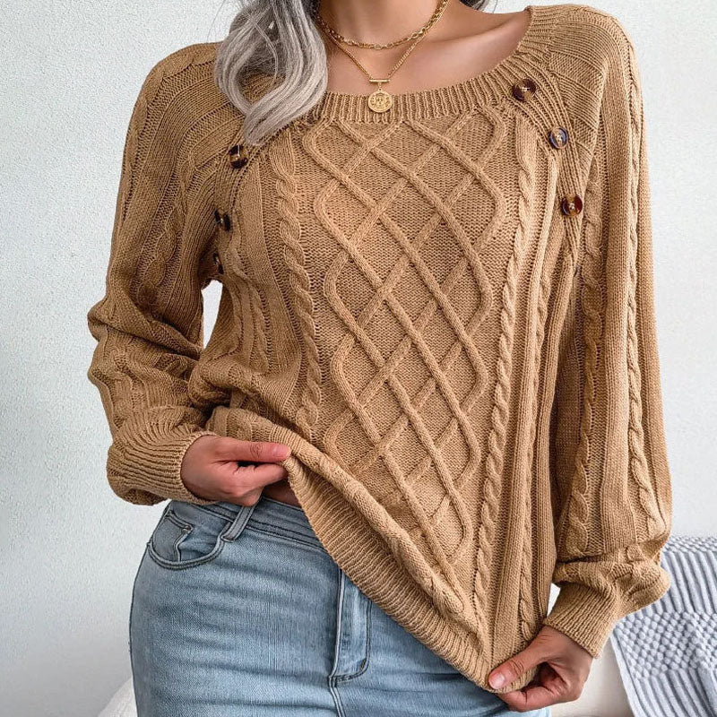 Casual Kabelstickad Tröja